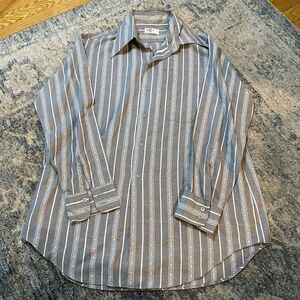 Vintage 70s Darwin Men’s Button Up Shirt Large Dagger Collar Disco 70’s Perm